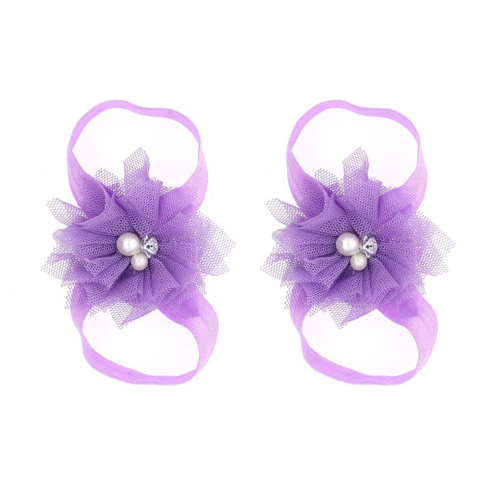2PCS Baby foot Flower Headband Baby Girls Barefoot Sandals Hair Foot Accessories Elastic Foot Decoration Kids: 13