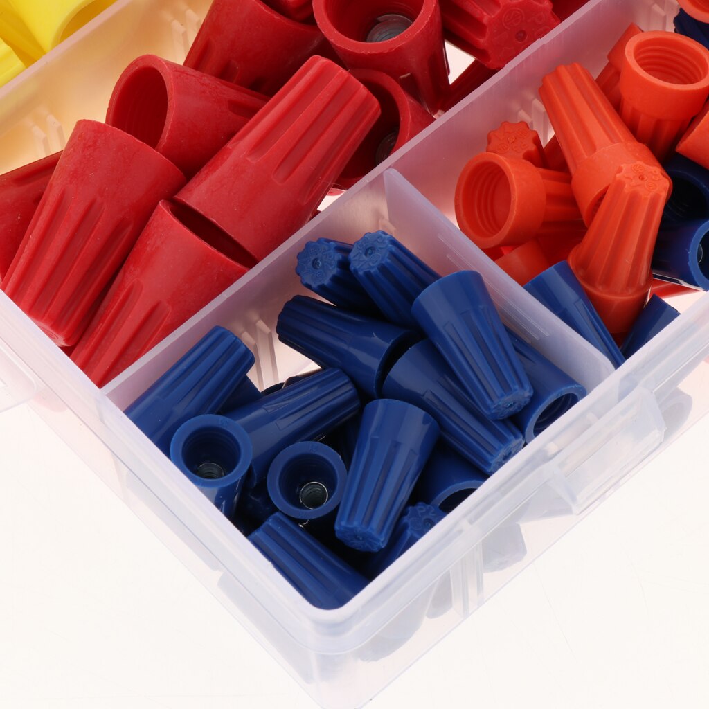 200Pcs Electrical Wire Connection Screw Twist Connector Cap w/Spring Insert Assortment Set