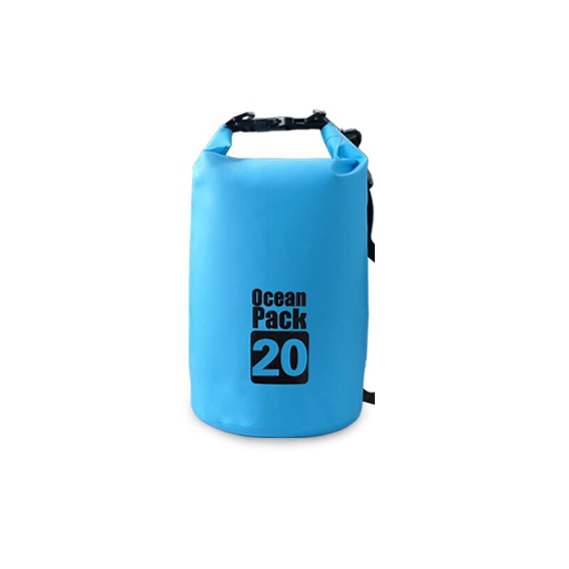 PVC Waterproof Dry Bag 2L 5L 10L 20L 30L Outdoor Diving Foldable Man Women Beach Swimming Bag Rafting River Ocean backpack: Blue-20L