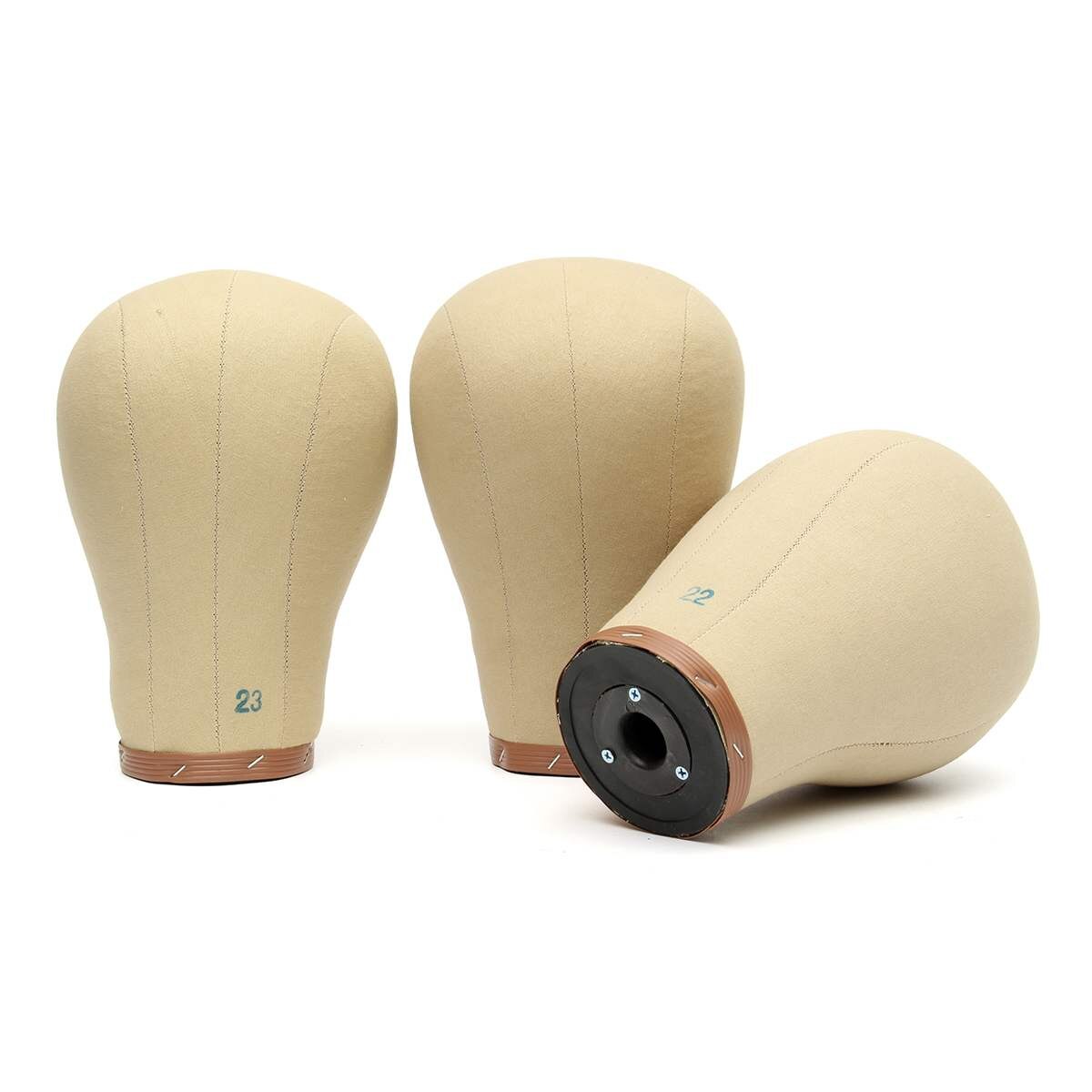 Training Mannequin Head Canvas Covered Plastic Foam Filled Block Head Display Styling Mannequin Manikin Head Wig Stand 22-23"