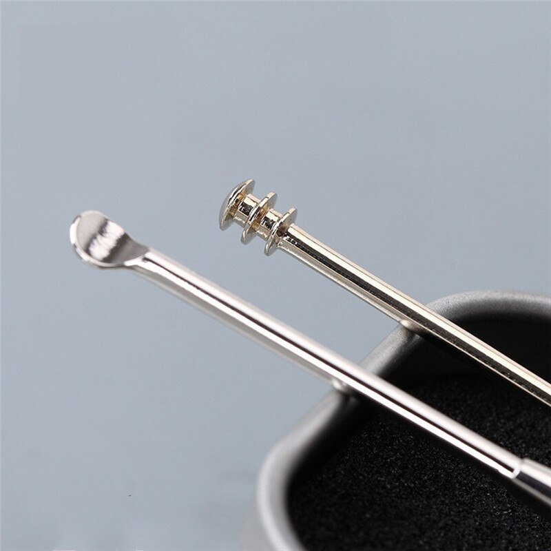 1 Pc Draagbare Double-Ended Rvs Spiraal Oor Pick Lepel Oor Wax Verwijderen Cleaner Ear Care Beauty Tool