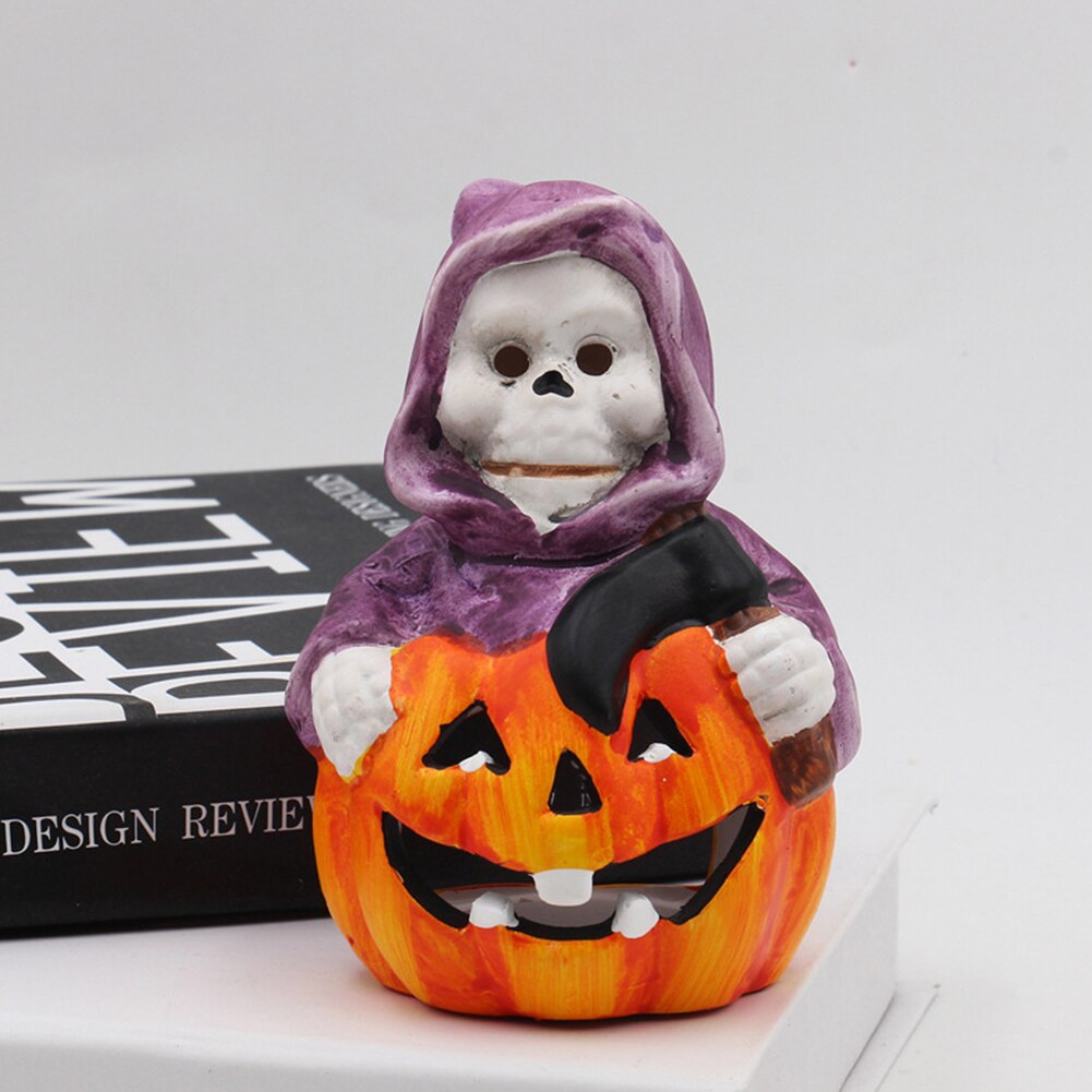 Halloween Witch Pumpkin LED Night Light Decoration Artificial Ceramic Desk Model KTV Home Party Halloween Decor