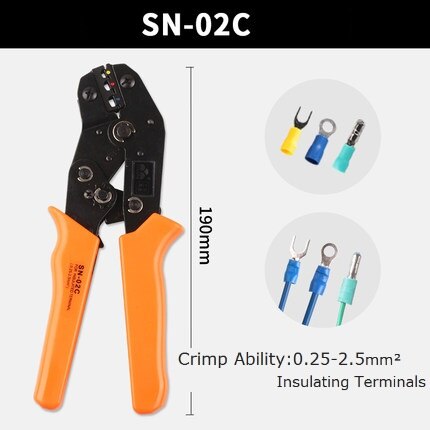 Crimping Tool, Terminal Connector Ratcheting Wire Crimper Dupont Pin Compression Piler 0.4mm 6mm 28-10AWG 0.25-6: SN-02C