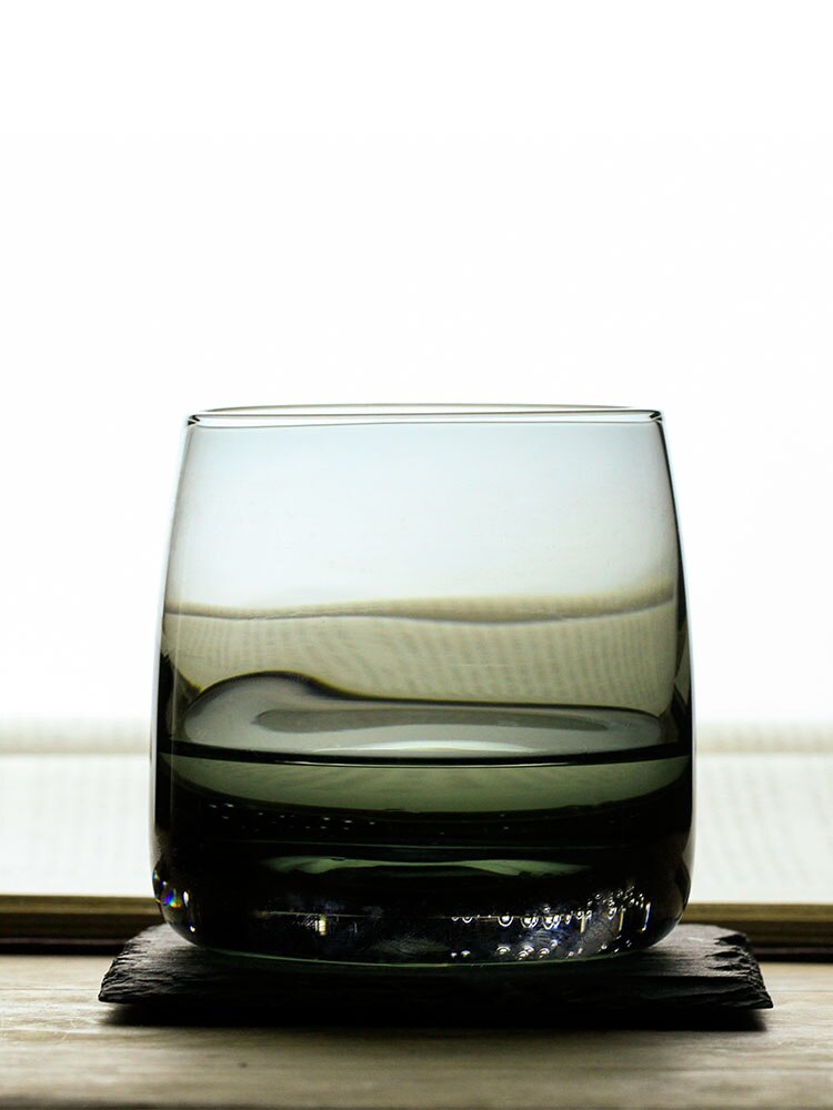 Japansk stil grå basalt whiskyglas krystal brandy snifters xo vinglas kop whisky tumbler skyld skål med trækasse