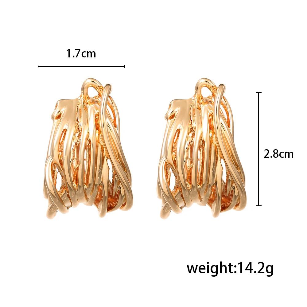 Boucles d'oreilles rétro multicouches torsadées en forme de C pour femmes et filles, couleur or, boucle d'oreille géométrique, clou Punk, bijoux