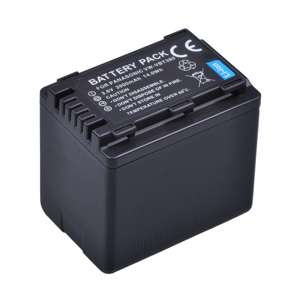 Batería de 3900mAh VW-VBT380 VBT380 VW-VBT190 VBT190 para Panasonic HC-V110, HC-V130, HC-V160, HC-V180, HC-V201, HC-V250,HC-V260, 1 unidad: 1Pc