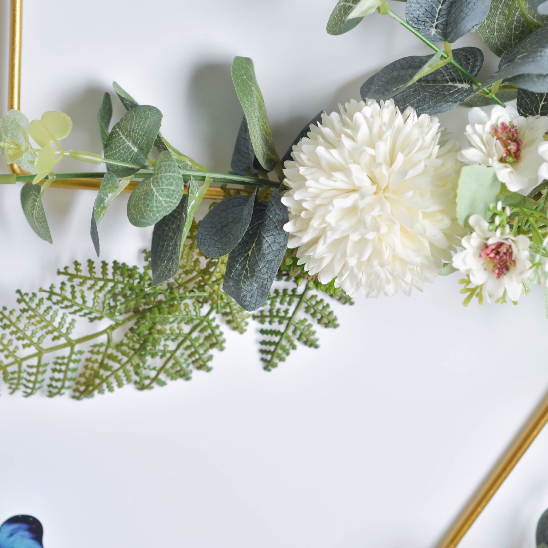 Sztuczna dekoracja kwiatowa ściana wiszący kwiat metalowy wieniec wieniec ślubny metalowy wieszak ścienny wianek wianek