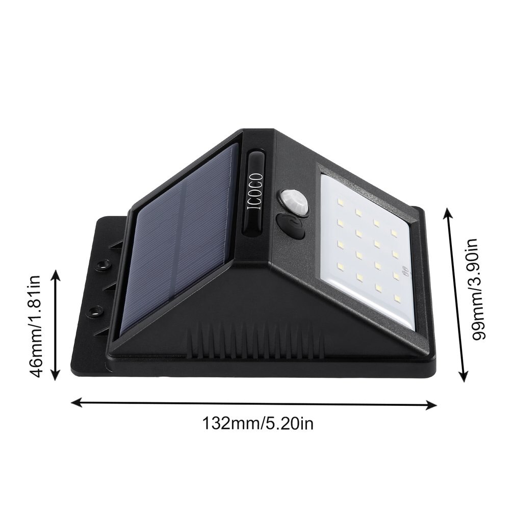 ICOCO Intelligent Safety LED Light Control Solar PIR Motion Sensor Light Waterproof Solar Wall Lamp Heat Proof Energy-saving