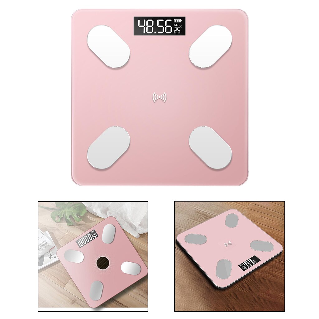 Digital Bluetooth Body Fat Scale BMI Scale Wireless Smart Scale 180kg/400lbs: pink USB