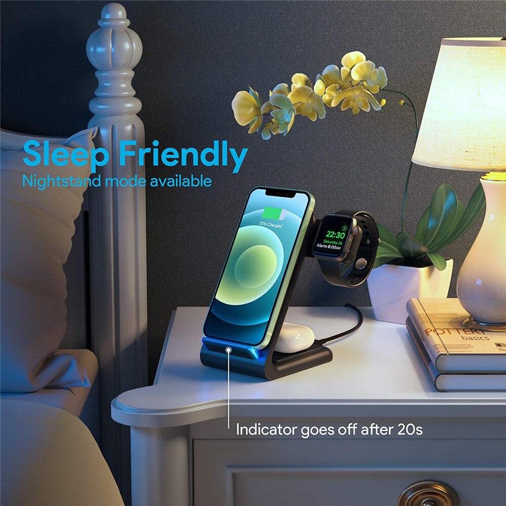 15W Qi Wireless Charging Stand Houder Voor Iphone 12 Pro Quick Charger Draadloze Oplader Dock Station Voor Apple Horloge airpods Pro