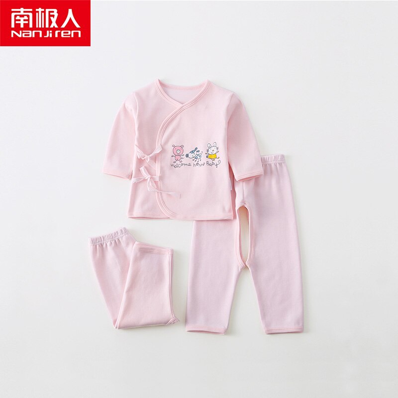 Nanjiren nyfødte baby baby mænds og kvinders bomuld undertøj tredelt jakkesæt 0-3 måneder langærmet munketøj