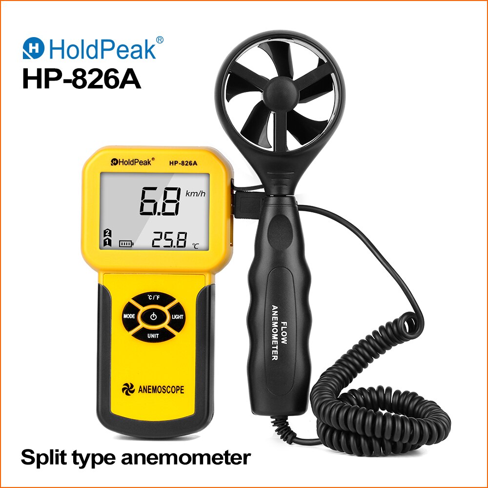 Holdpeak anemometer digital vindhastighedsmåler 0 ~ 30m/ s luftmængde termometer vindsensormåler