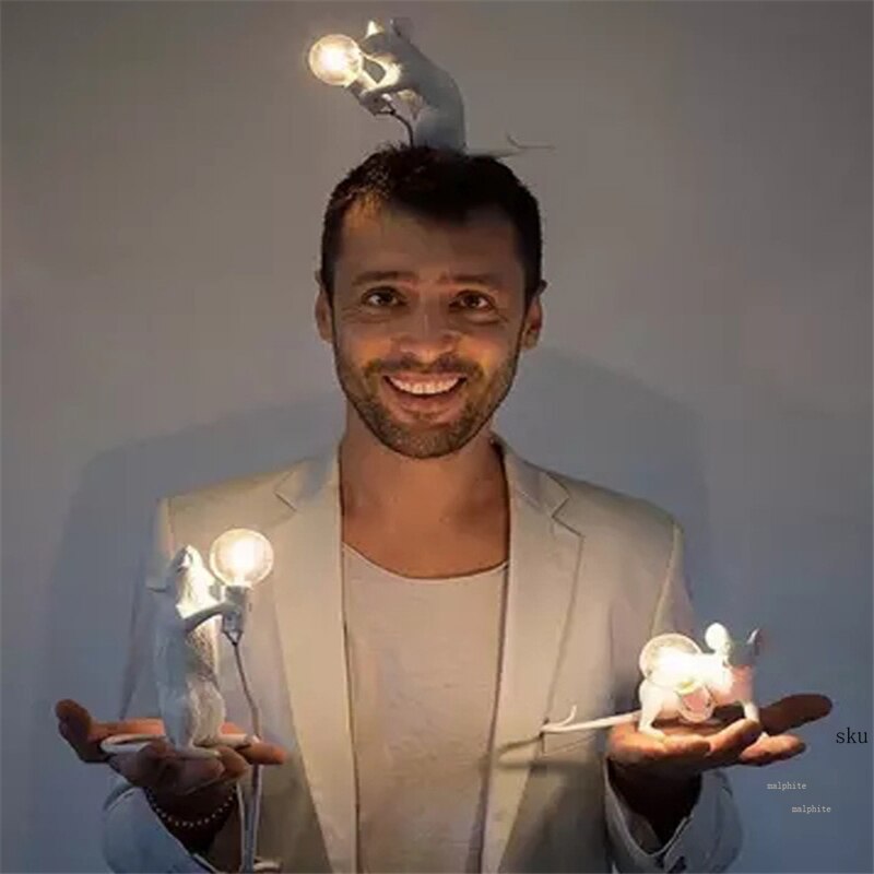 Nordic Italiaanse Hars Rat Tafellamp Slaapkamer Nachtkastje Muis Lamp Bruiloft Deco Tafel Licht Kids Anima LsItalian Lampen Tafel