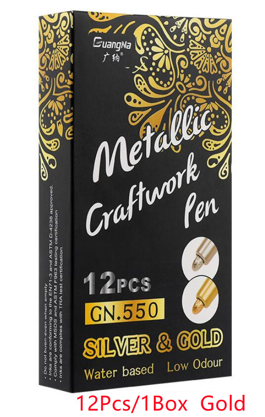 Rotuladores metálicos impermeables para dibujo de estudiantes, marcadores de pintura permanente, color dorado y plateado, suministros para manualidades: green