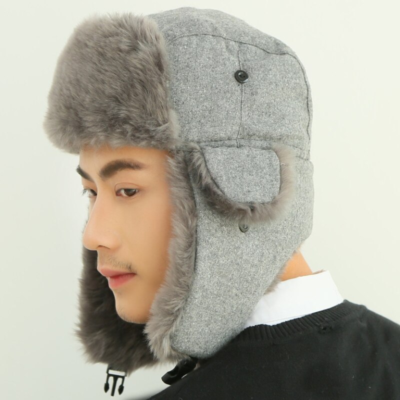 Bomber Hat Russian Cap Thick Warm Men Women Winter Hat Ear Flap Ski Snow Trapper Cap Men Russian Ushanka Fur Hats for Men