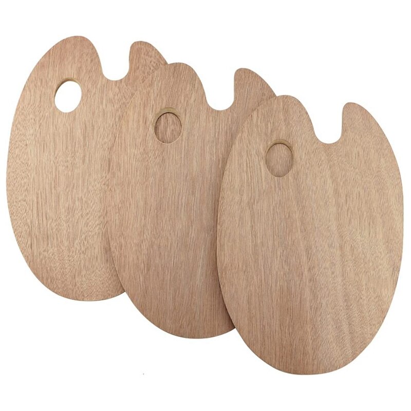 Paquete de 3 paletas de pintura ovaladas de madera de 8 pulgadas x 12 pulgadas para uso en acrílico, acuarela, pinturas al óleo y pinceles