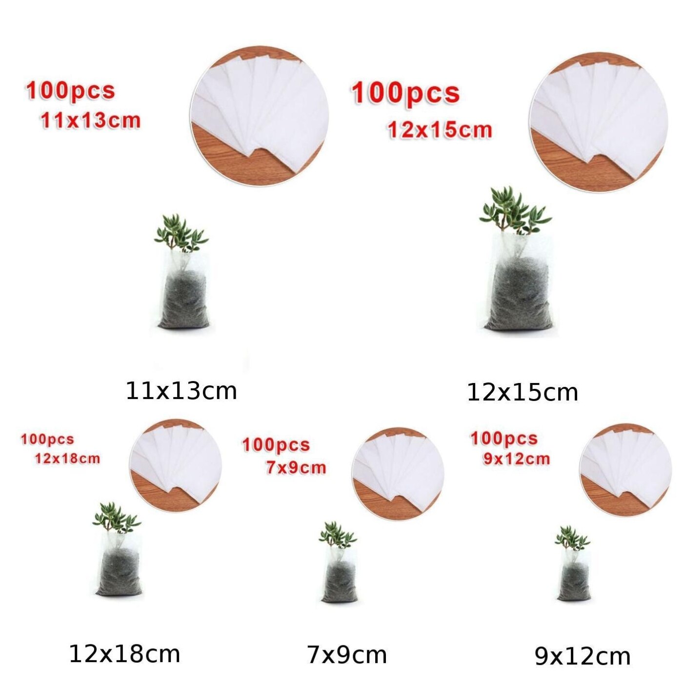 Plant Growth Tree Planting Bag Container Garden Tool 100pcs Biodegradable