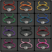 Handgemaakte Verstelbare Rood Touw Armband Roestvrij Staal Hartvormige Muzieknoot Charme Armbanden Voor Vrouwen Meisjes Sieraden