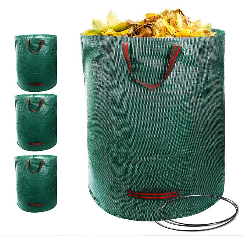 1PCS 500L PE Coated Polypropylene Woven Fabric Foldable Garden Waste Bags For Garden Lawn Leaf Yard HWC