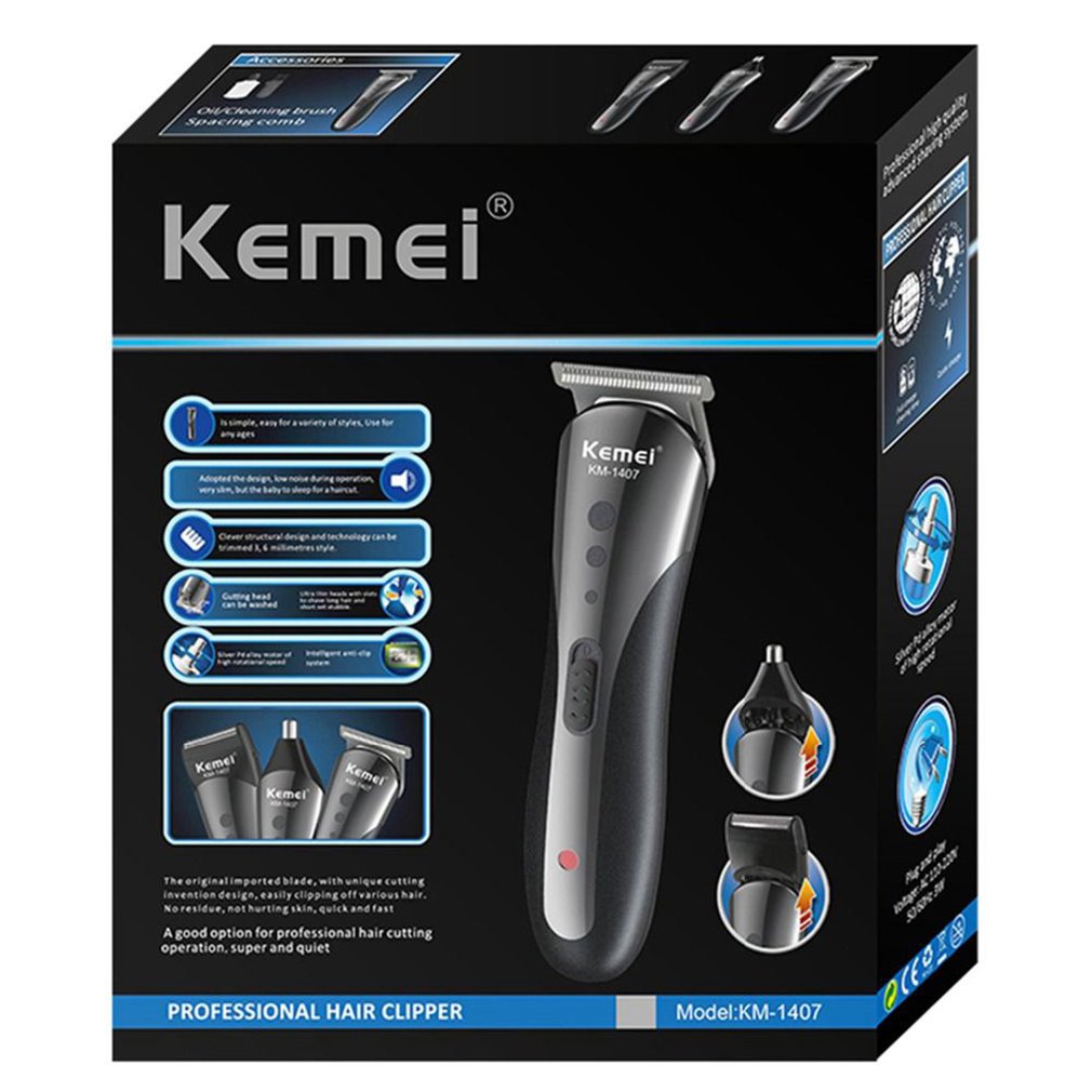 3 In 1 Hair Trimmer Abs + Carbon Steel Rechargeable Hair Clipper Electric Shaver Beard Nose Trimmer Styling Tools 1 Set