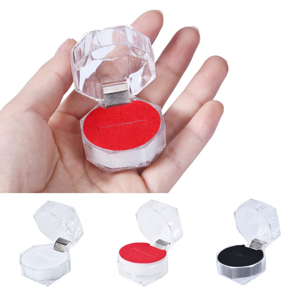 1 st Verbazingwekkende Acryl Ring Box voor Sieraden Verpakking Display Transparante Draagtassen voor Ring 3.5*3.5*3.6 cm