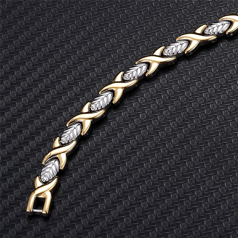 Nhgbft Gouden Kleur Kruis Vorm Magnetische Armbanden Armbanden Voor Vrouwen Roestvrij Staal Energie Gezonde Zorg Armband