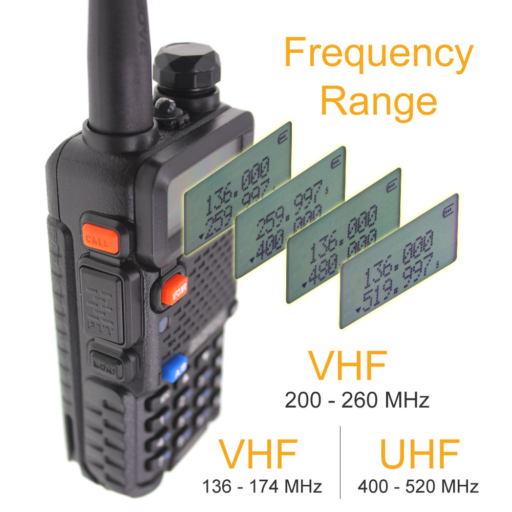 Baofeng – radio bidirectionnelle Tri-bande 136-174MHz, 220-260MHz, 400-520MHz, double affichage, mise à niveau UV 5R