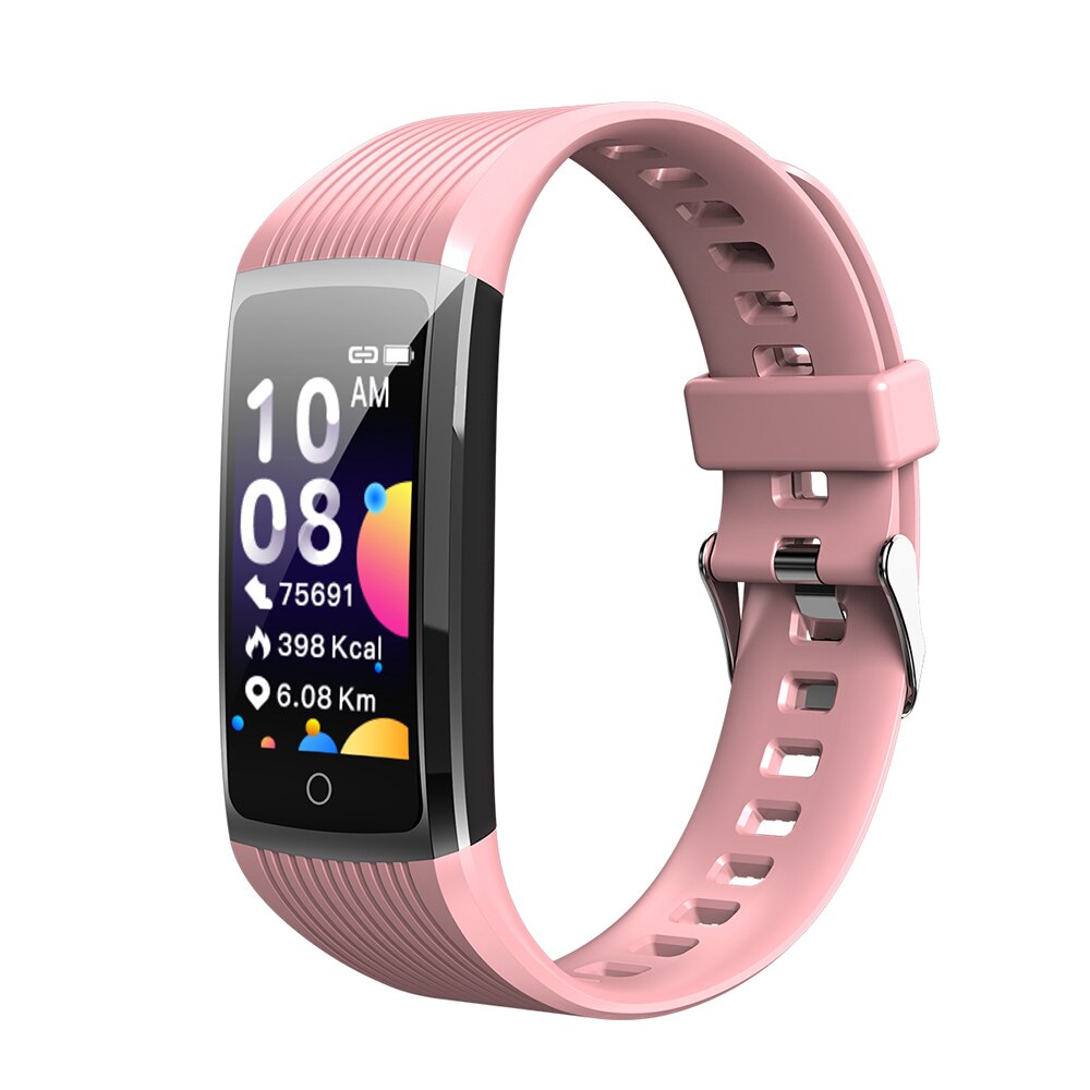 Reloj inteligente deportivo R12 de TPU, dispositivo resistente al agua, con control del ritmo cardíaco, contador de pasos, bluetooth y USB: Rosa