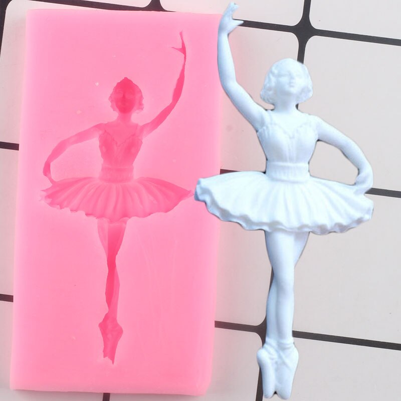 3D bailarina de Ballet moldes de silicona para cupcakes para niñas Fondant molde para tarta DIY herramientas de decoración moldes de goma de Chocolate de arcilla caramelo