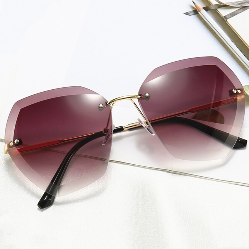 GrinderPUNCH 90er Sonnenbrille – Rechteckig, Randlos, 50 Mm Gläser, UV400-Schutz, Verstellbarer Nasengriff, 14 Cm Breit