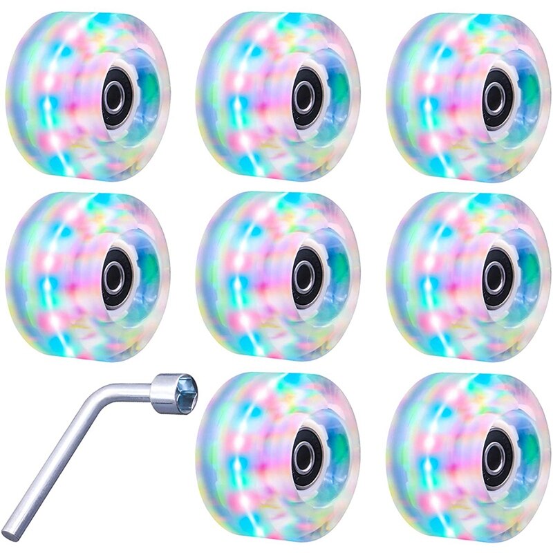 Roue Lumineuse 58 Mm Pour Patins à Roulettes Double Rangée – Set De 8 En PU, 7 Couleurs, Glisse Fluide Et Stable