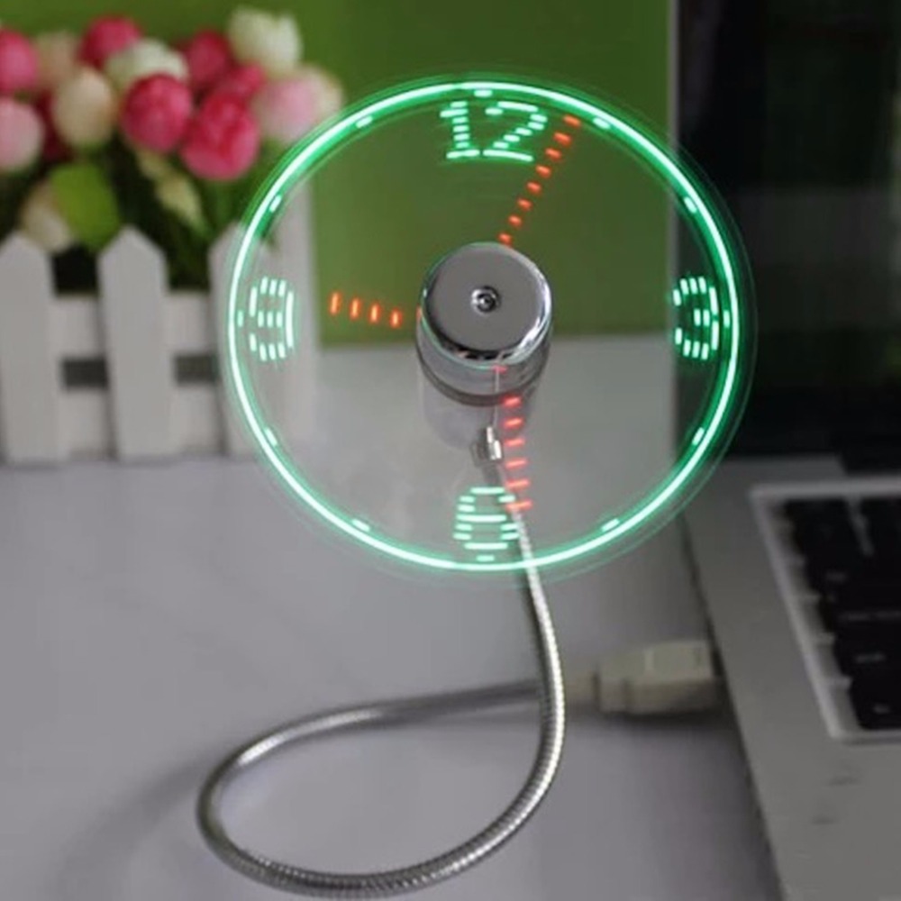 Gadget USB Mini lumière LED Flexible USB ventilateur horloge de bureau horloge Cool Gadget affichage du temps Durable refroidisseur pour PC portable