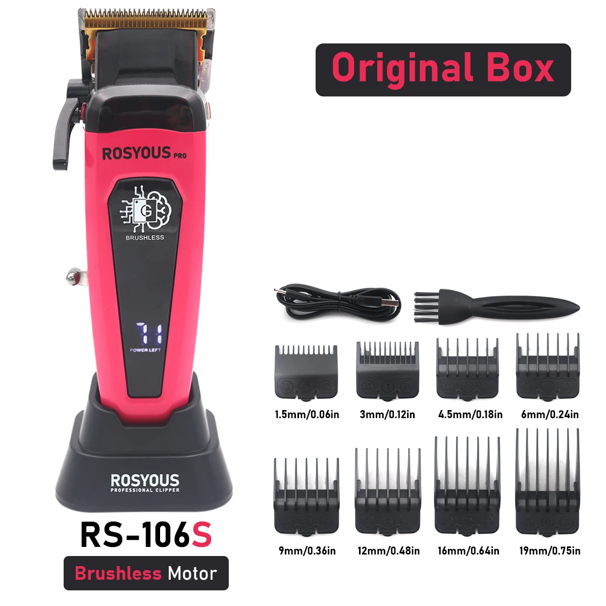 Professioneller elektrischer Haarschneider 106 Haarschneider für Männer, 7500 U/min, mit Basis, 5-stellbare DLC-Blade-Friseurmaschine: Beige