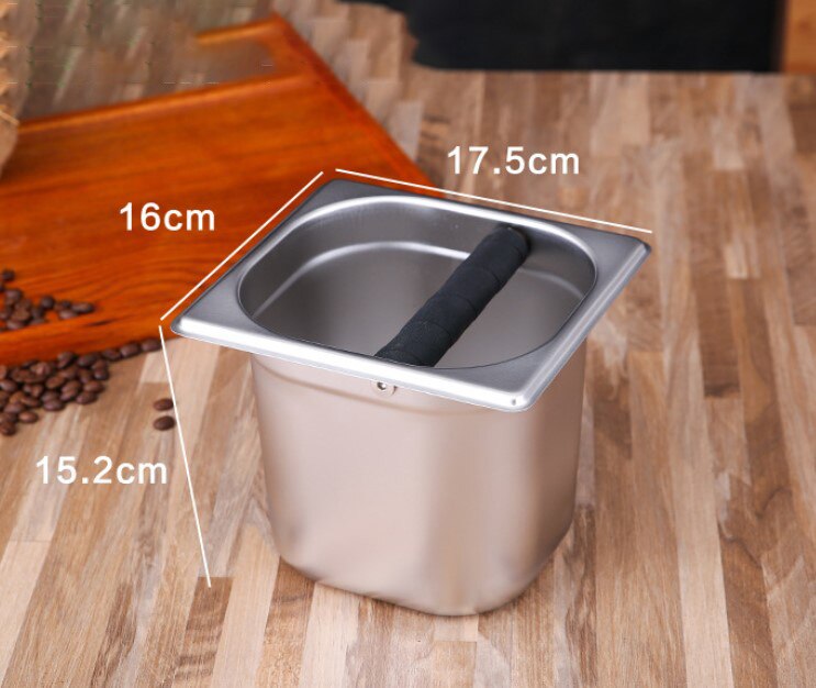 Coffee Knock Box - Stainless Steel Espresso Knock Box Container for Coffee Ground: Large - H 15cm