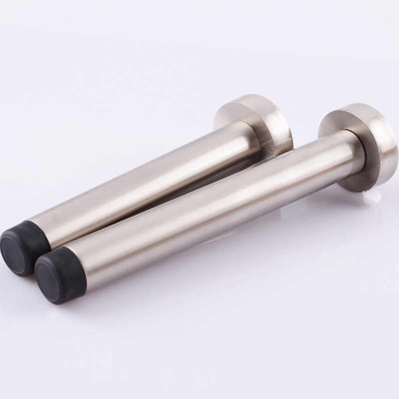 Stainless steel Sliver Wall Mounted Door Stop Stopper Rubber Holder Catch Floor Fitting With Screws For Bedroom Family Home