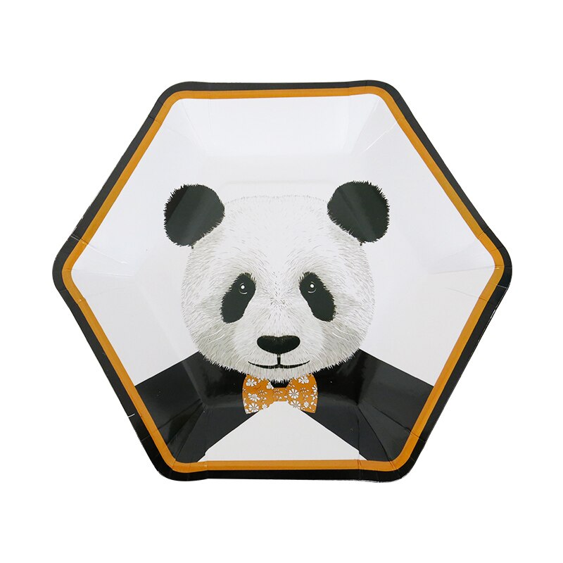 8Guests Disposable Panda Tablewear Sets Paper Cups Plates Napkins Wedding Birthday Party Decoration Supplies Eco-Friendly: plate 8pcs