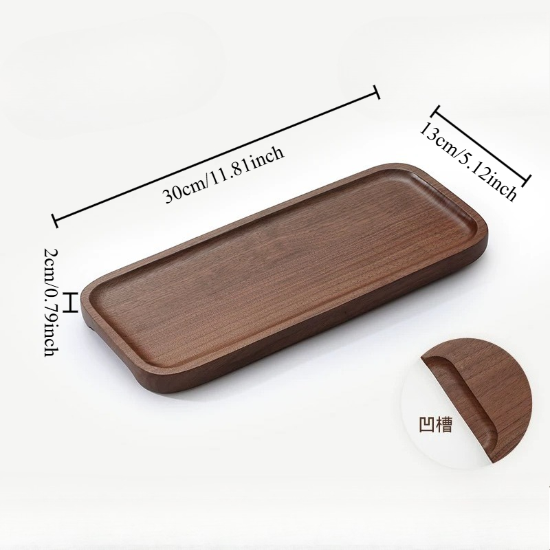 Black Walnut Wood Tray Household Wooden Tea Tray Put Cups Wooden Plate Coffee Dessert Storage Dinner Plate: Blue