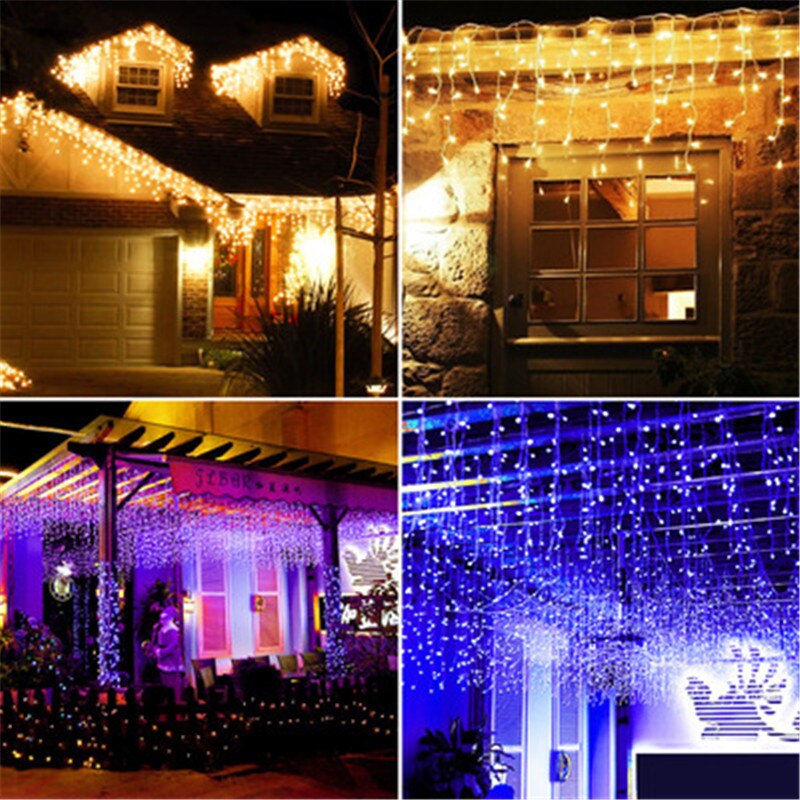 Waterproof Christmas Lights 5M Droop 0.4-0.6m Outdoor Icicle String Lights for Garden Mall Eaves Balcony Fence House Decoration