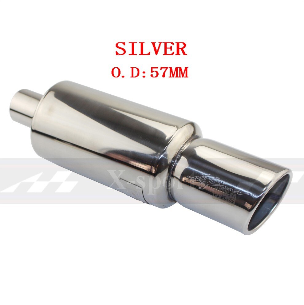 Car Motorbike Exhaust System Exhaust Pipe Muffler Tip Universal Stainless Steel ID 51MM 57MM 63MM Outlet 89mm Silencer Tail Pipe: SILVER  57MM