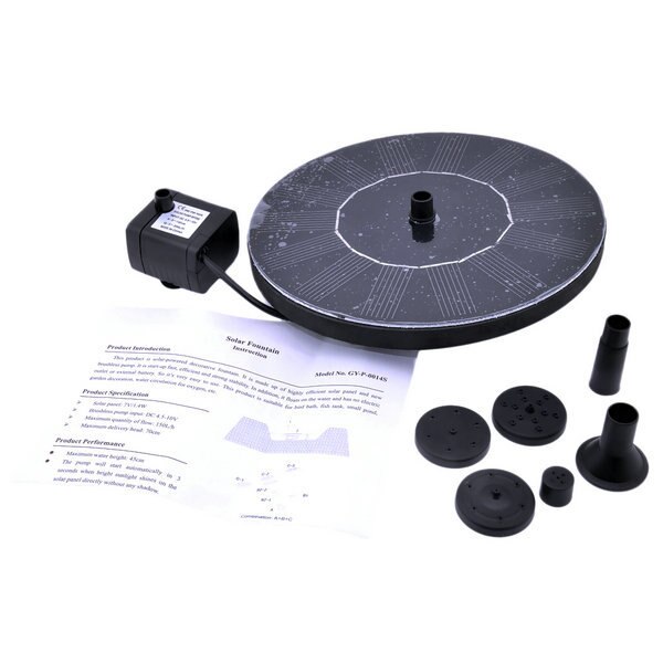 Vogelbad Solar Fontein Pomp, 1.4W Cirkel Tuin Zonne-energie Waterpomp Drijvende Fontein Pomp Voor Birdbaths & Vijvers