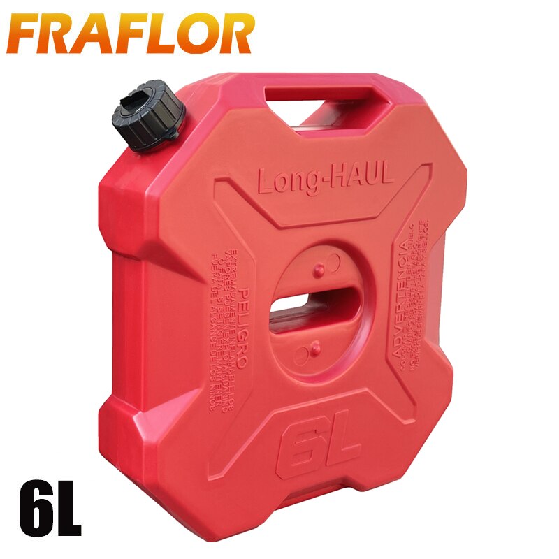 Jerrycan-tanque de combustible para motocicleta y coche, lata de gasolina de 6 litros, negro, verde, rojo, de repuesto: 6L Red No Lock