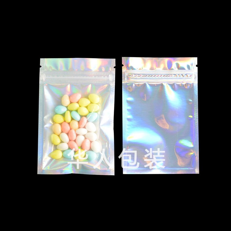 20pcs/lot Glitter Heat Seal Aluminum Foil Ziplock Bags Flat Zip Lock Retail Package Bag Plastic Foil Zip Bags