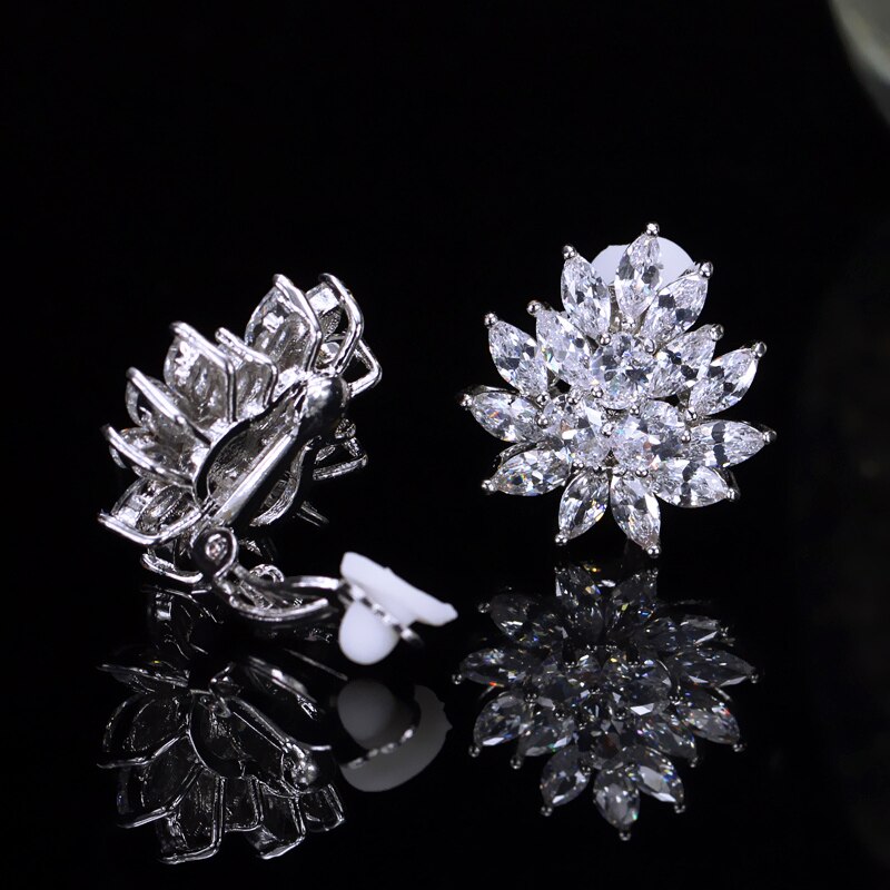CWWZircons – ensemble collier et boucles d&#39;oreilles en Zircon cubique, accessoires de bijoux de luxe, à Clip, pour mariage, fête nuptiale, T149