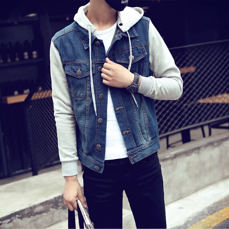 Chaqueta vaquera con capucha para hombre, ropa deportiva para exteriores, informal, a la , con capucha, de talla grande 5XL,