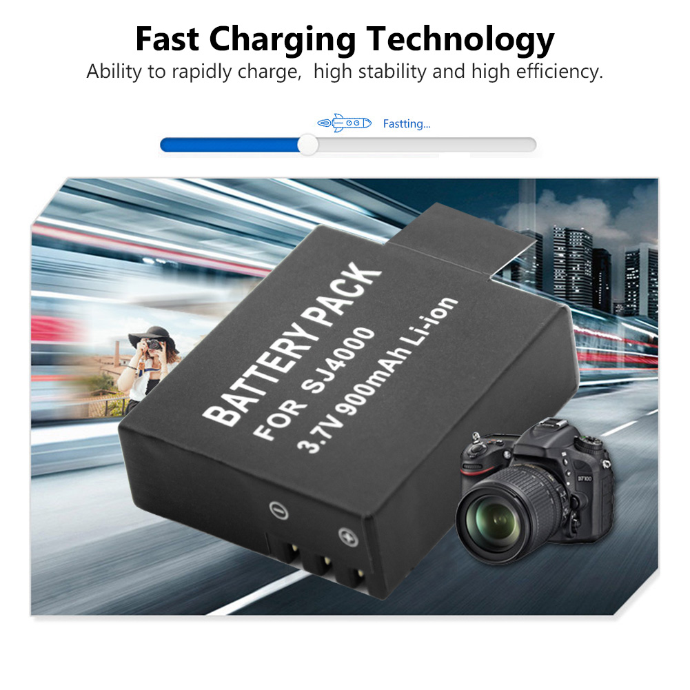 Batería acumuladora de 3,7 V, 900mAh para SJCAM, SJ7000, SJ6000, SJ5000, SJ4000 Air, 4K, cámara para SJCAM, SJ4000, SJ4000, WIFI, SJ4000