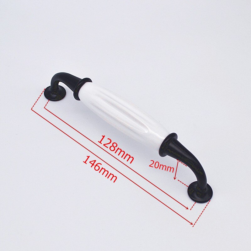 White Ceramic Furniture Handles Drawer Pulls Closet Handle Kitchen Cabinet Handles Gold: Black-128mm