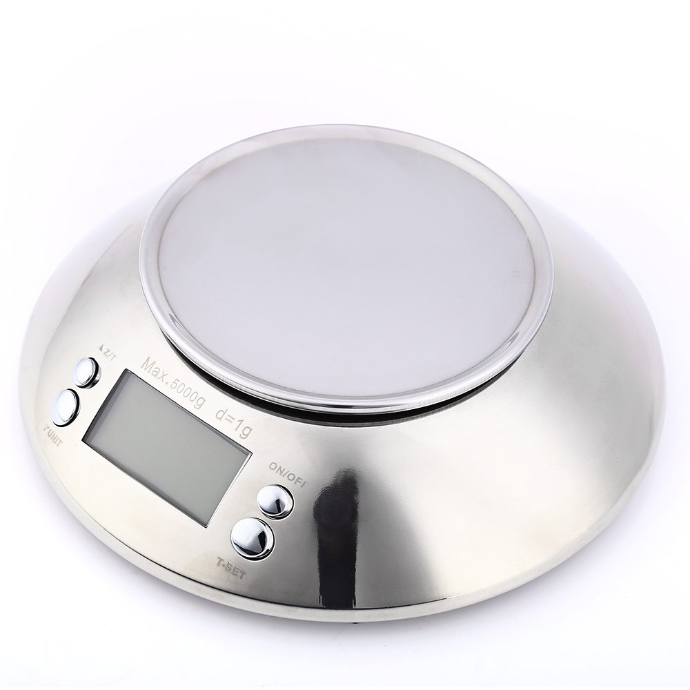 5kg Digital Kitchen Scale Stainless Steel Food Libra Weight Sensor LCD Electronic Kitchen Scales Alarm Timer Weight Sensor Bowl