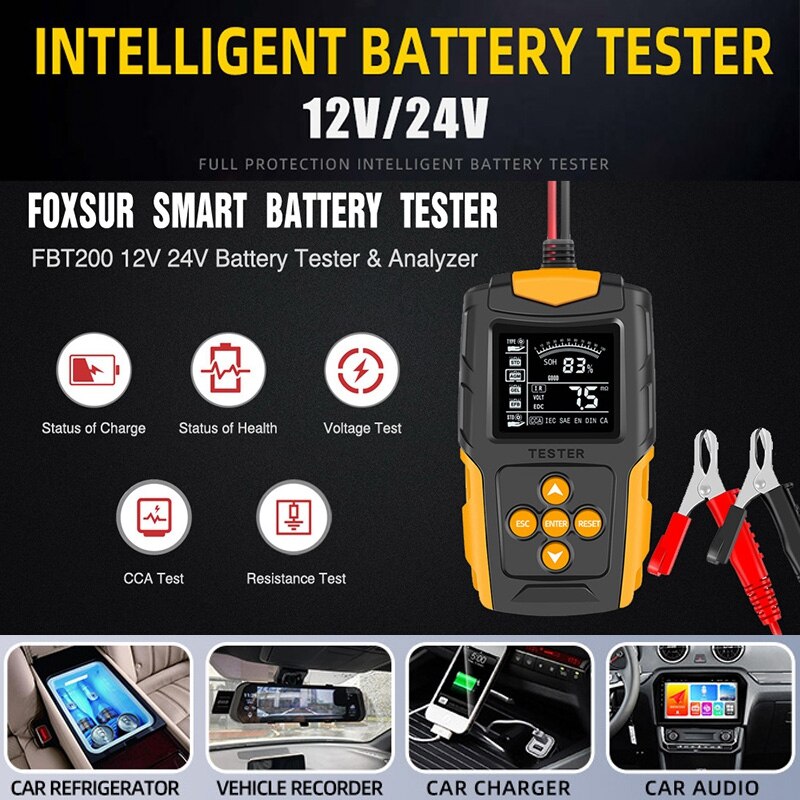 12V 24V Universal Battery Tester Vehicle Starting Power Pulse Device Scanner Diagnostic Battery Measurement Analyzer
