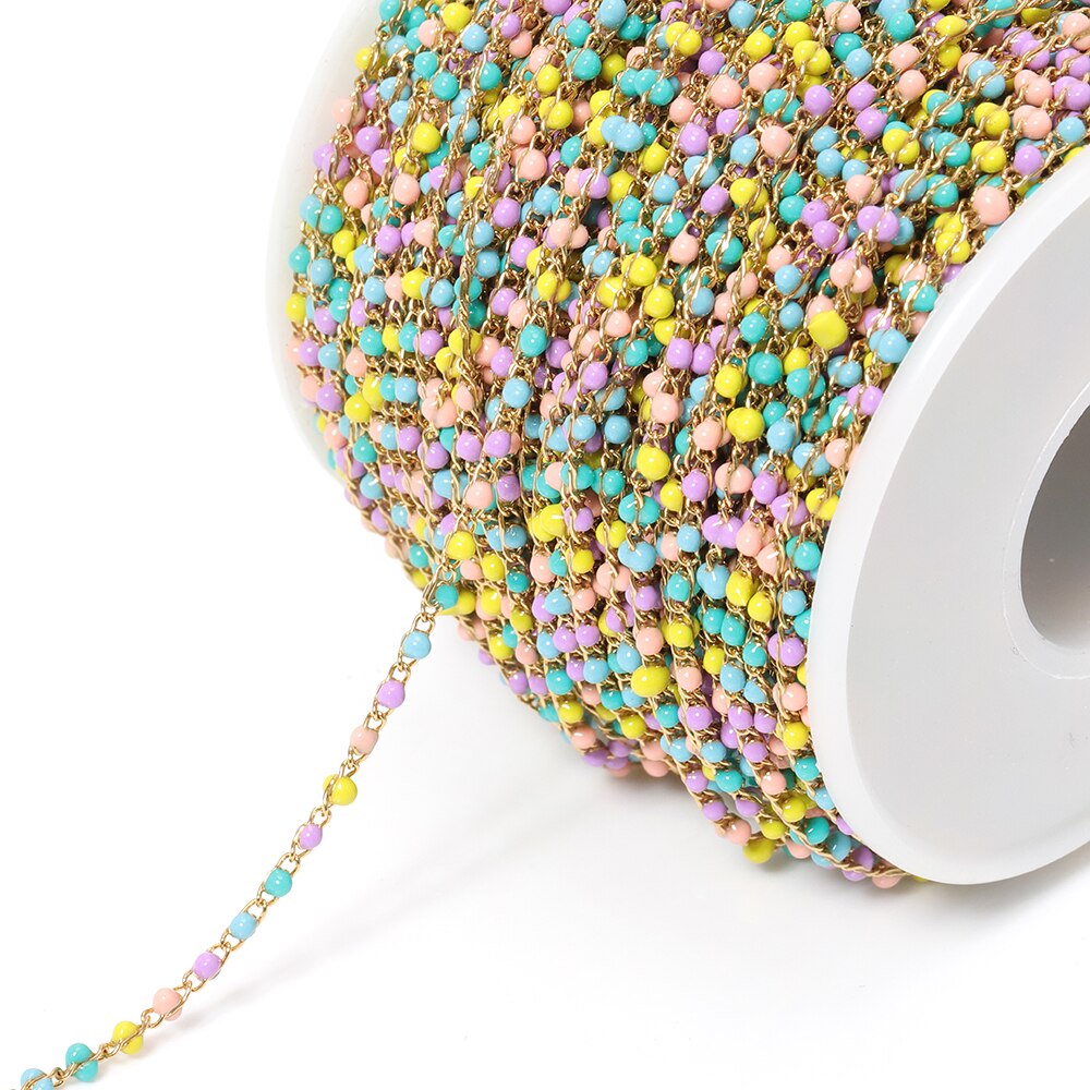 2Meter Rvs Kabel Emaille Gouden Ketting Ketting Bulk Multicolor Link Accessoires Voor Sieraden Materialen Diy: Gold Colorful-2