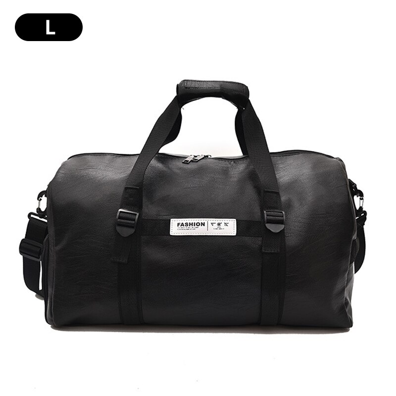 Unisex Pu Reistassen Zachte Lederen Handtassen Grote Capaciteit Bagage Tas Sport Gym Tassen Met Schoenen Zakken Fitness Tas XA269M: Black L